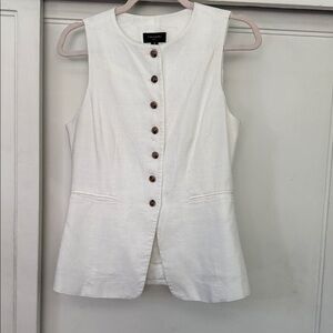 Tahari White Sleeveless Button-Front Tunic